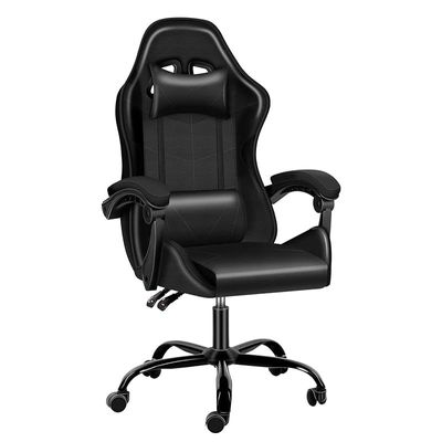 PU Leather High Back Swivel Ergonomic Gaming Chair With Lumbar Support - Black