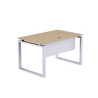 Mahmayi Carre 5112 Modern Workstation without Drawer, Computer Desk, Square Metal Legs with Modesty Panel - Natural Davos Oak - Ideal for Home, Office