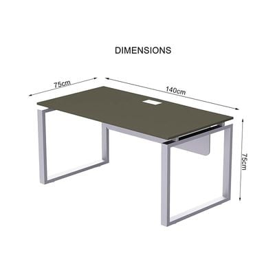 Mahmayi Carre 5114 Modern Workstation without Drawer, Computer Desk, Square Metal Legs with Modesty Panel - Grey - Ideal for Home, Office