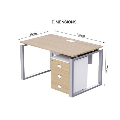 Mahmayi Carre 5112 Modern Workstation with Mobile Drawer, Computer Desk, Square Metal Legs with Modesty Panel - Coco Bolo - Ideal for Home, Office