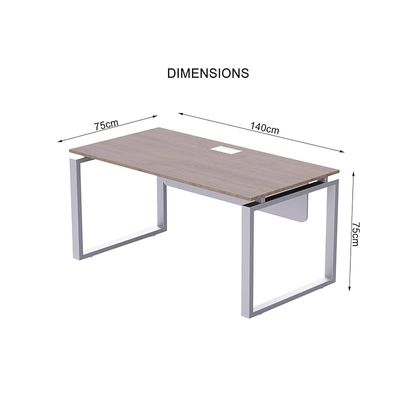 Mahmayi Carre 5114 Modern Workstation without Drawer, Computer Desk, Square Metal Legs with Modesty Panel - Truffle Davos Oak - Ideal for Home, Office