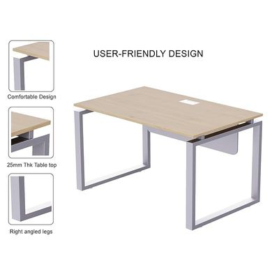 Mahmayi Carre 5114 Modern Workstation without Drawer, Computer Desk, Square Metal Legs with Modesty Panel - Natural Davos Oak - Ideal for Home, Office