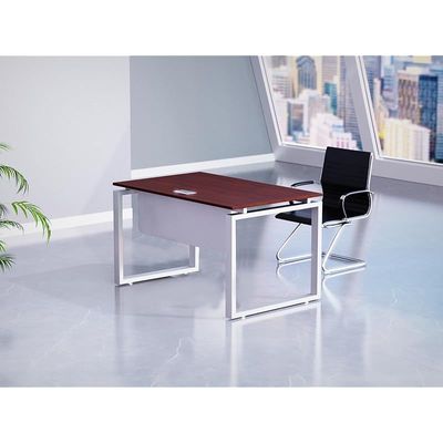 Mahmayi Carre 5114 Modern Workstation without Drawer, Computer Desk, Square Metal Legs with Modesty Panel - Apple Cherry - Ideal for Home, Office