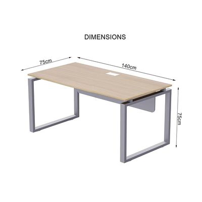 Mahmayi Carre 5114 Modern Workstation without Drawer, Computer Desk, Square Metal Legs with Modesty Panel - Coco Bolo - Ideal for Home, Office