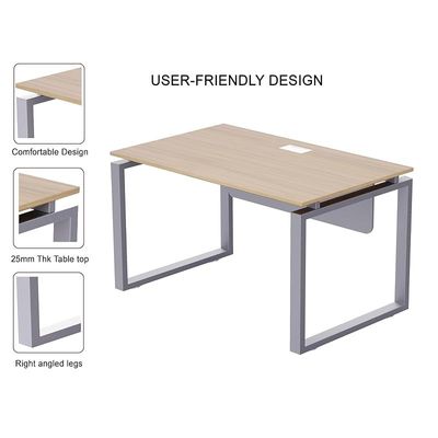 Mahmayi Carre 5112 Modern Workstation without Drawer, Computer Desk, Square Metal Legs with Modesty Panel - Coco Bolo - Ideal for Home, Office