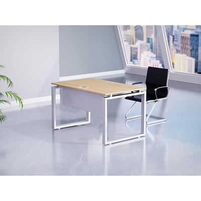 Mahmayi Carre 5112 Modern Workstation without Drawer, Computer Desk, Square Metal Legs with Modesty Panel - Coco Bolo - Ideal for Home, Office