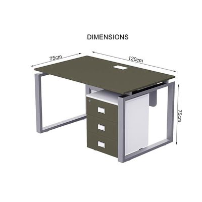 Mahmayi Carre 5112 Modern Workstation with Mobile Drawer, Computer Desk, Square Metal Legs with Modesty Panel - Grey - Ideal for Home, Office