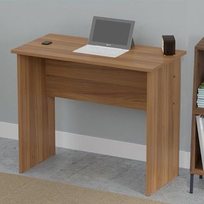 Mahmayi Modern MP1 Study Table, Executive Desk 90x45 with Black BS02 Desktop Socket with USB A/C Port Natural Dijon Walnut Ideal for Office, Home, Meeting Room