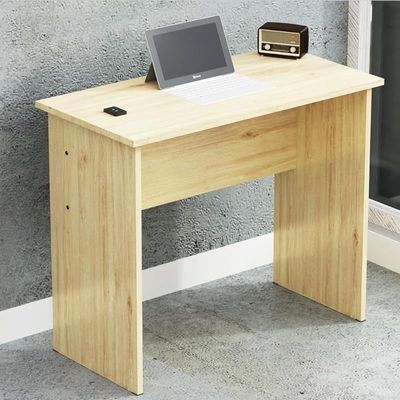 Mahmayi Modern MP1 Study Table, Executive Desk 90x45 with Black BS02 Desktop Socket with USB A/C Port Natural Davos Oak Ideal for Office, Home, Meeting Room
