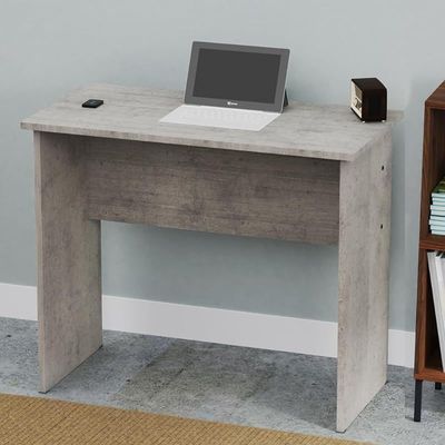 Mahmayi Modern MP1 Study Table, Executive Desk 80x40 with Black BS02 Desktop Socket with USB A/C Port Light Grey Chicago Concrete Ideal for Office, Home, Meeting Room