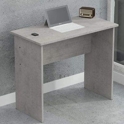 Mahmayi Modern MP1 Study Table, Executive Desk 90x45 with Black BS02 Desktop Socket with USB A/C Port Light Grey Chicago Concrete Ideal for Office, Home, Meeting Room