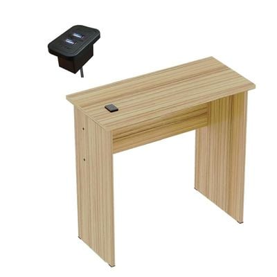 Mahmayi Modern MP1 Study Table, Executive Desk 80x40 with Black BS02 Desktop Socket with USB A/C Port Coco Bolo Ideal for Office, Home, Meeting Room