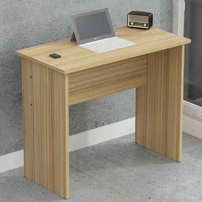 Mahmayi Modern MP1 Study Table, Executive Desk 80x40 with Black BS02 Desktop Socket with USB A/C Port Coco Bolo Ideal for Office, Home, Meeting Room