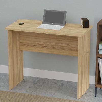 Mahmayi Modern MP1 Study Table, Executive Desk 90x45 with Black BS02 Desktop Socket with USB A/C Port Coco Bolo Ideal for Office, Home, Meeting Room