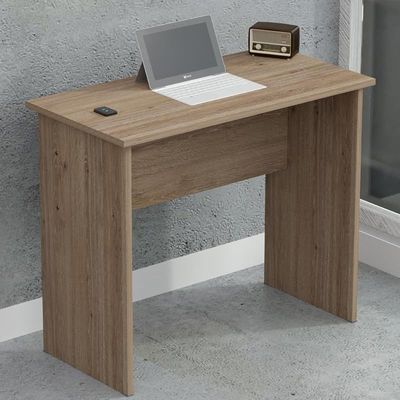 Mahmayi Modern MP1 Study Table, Executive Desk 90x45 with Black BS02 Desktop Socket with USB A/C Port Truffle Davos Oak Ideal for Office, Home, Meeting Room