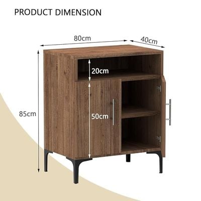 Mahmayi Modern Multifunctional Medium Height Cabinet with 2 Door Storage and Single Open Shelf - Truffle Davos Oak - Ideal for Hallway, Living Room, Kitchen, Bedroom
