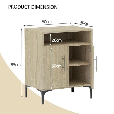 Mahmayi Modern Multifunctional Medium Height Cabinet with 2 Door Storage and Single Open Shelf - Grey Bardolino Oak - Ideal for Hallway, Living Room, Kitchen, Bedroom