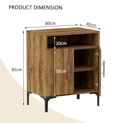 Mahmayi Modern Multifunctional Medium Height Cabinet with 2 Door Storage and Single Open Shelf - Dark Hunton Oak - Ideal for Hallway, Living Room, Kitchen, Bedroom