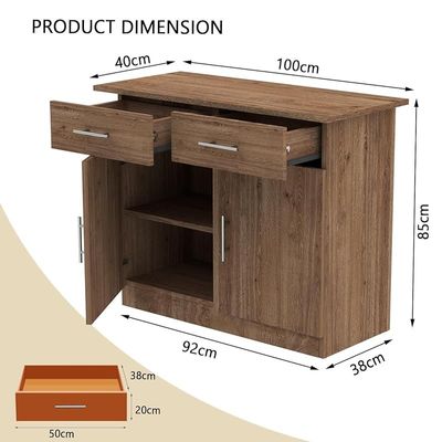 Mahmayi Modern Multifunctional Medium Height Cabinet with 2 Drawers and 2 Door Storage - Truffle Davos Oak - Ideal for Hallway, Living Room, Kitchen, Bedroom