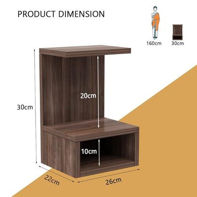 Mahmayi Modern Wooden Small Mandir, Temple with Single Open Shelf for Small Spaces - Truffle Brown Branson Robinia - Ideal for Home, Office, Temple