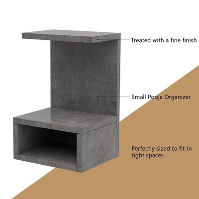 Mahmayi Modern Wooden Small Mandir, Temple with Single Open Shelf for Small Spaces - Metal Fabric Anthracite - Ideal for Home, Office, Temple