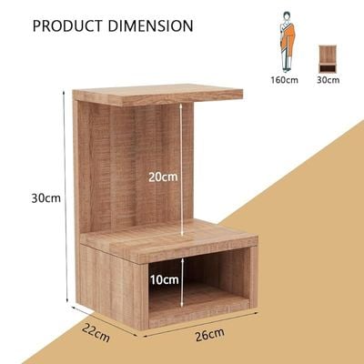 Mahmayi Modern Wooden Small Mandir, Temple with Single Open Shelf for Small Spaces - Brown Arizona Oak - Ideal for Home, Office, Temple