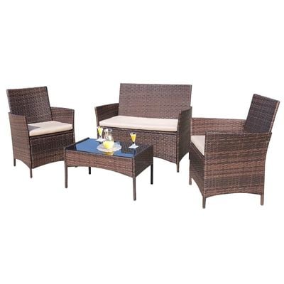 Outdoor/Indoor Backyard Porch Garden Poolside Balcony Furniture Set - Brown