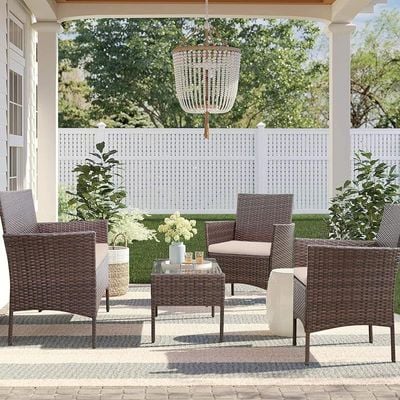 Outdoor/Indoor Backyard Porch Garden Poolside Balcony Furniture Set - Brown