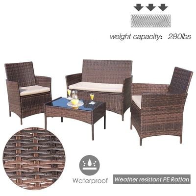 Outdoor/Indoor Backyard Porch Garden Poolside Balcony Furniture Set - Brown