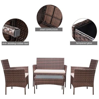 Outdoor/Indoor Backyard Porch Garden Poolside Balcony Furniture Set - Brown