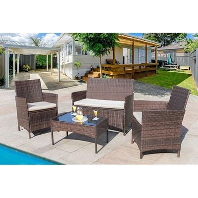 Outdoor/Indoor Backyard Porch Garden Poolside Balcony Furniture Set - Brown