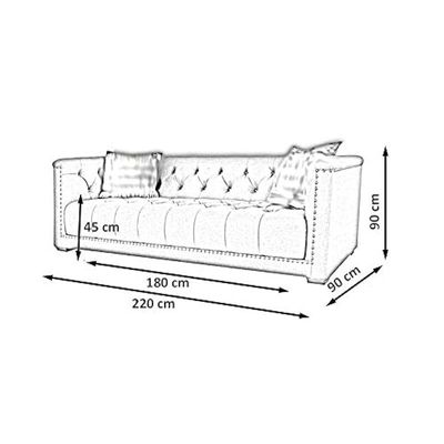 تصميم Galaxy Design Trafalgar 3 Seater Sofa جذاب التصميم مصنوع من نسيج القطن والبوليستر بنسبة 100%، قاعدة من الخشب النقي، لون أزرق رمادي فاتح GDFTRG-3060-11