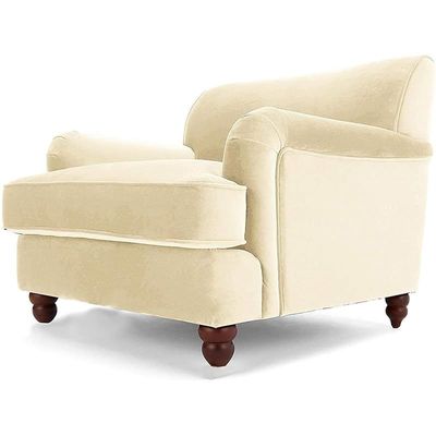  Wood/Fabric/Velvet Series Single Seat Orson Armchair, Gdftbss-602-24, H 90 X W 90 X D 84 Cm (White)