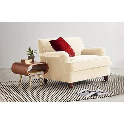  Wood/Fabric/Velvet Series Single Seat Orson Armchair, Gdftbss-602-24, H 90 X W 90 X D 84 Cm (White)