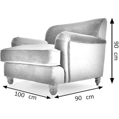  Wood/Fabric/Velvet Series Single Seat Orson Armchair, Gdftbss-602-24, H 90 X W 90 X D 84 Cm (White)