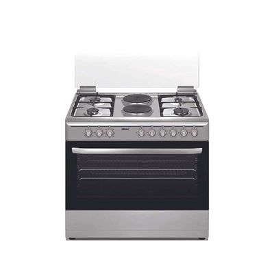 Nobel Gas Cooker &amp; Electric Cooker 4 Gas Burner &amp; 2 Hot plate Size (90 x 60) cm Silver Model NGC9622-1 Years Full Warranty.