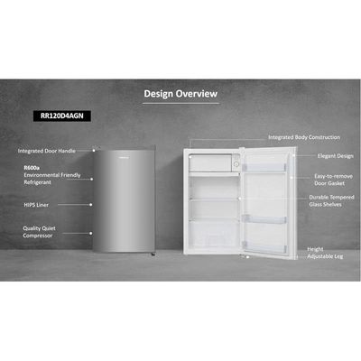 Hisense Single Door Refrigerator 122 Liter Rr122D4Asu Silver Compressor Warranty For 10 Years