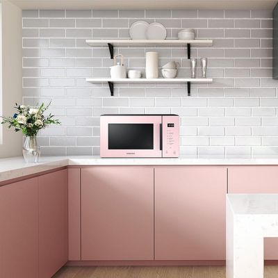 Samsung Microwave Oven, 23L, Quick Defrost, Glass Touch, Durable Ceramic Enamel Interior, Clean Pink, MS23T5018AP/SG, 1 Year Manufacturer Warranty