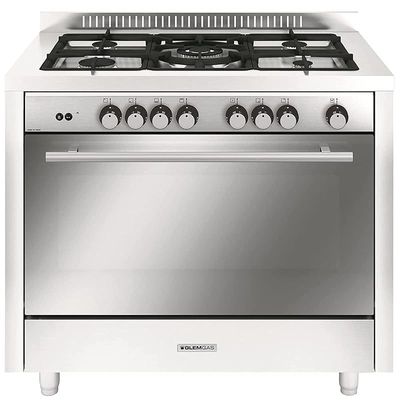 GlemGas Gas Cooker 100 X 60 cm Full Options Made In Italy Stainless Steel Silver Model: GMIL5FSS - 1 Year Brand Warranty