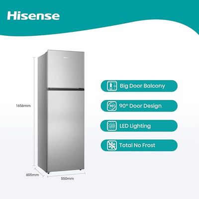 Hisense 328 Liter Refrigerator Double Door Top Mount ŽSilver Model RT328N4DGN"Min 1 year manufacturer warranty"