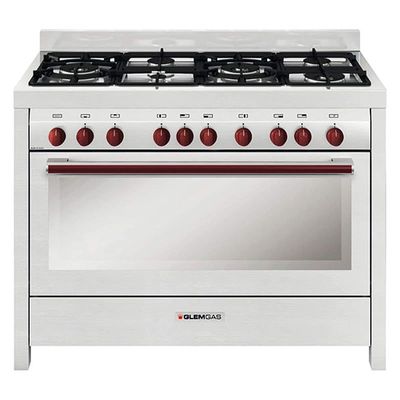 GlemGas Gas Cooker Free Standing 100 x 60 cm Stainless Steel With Double Fan, Silver Model: MGW626RD - 1 Year Full Warranty