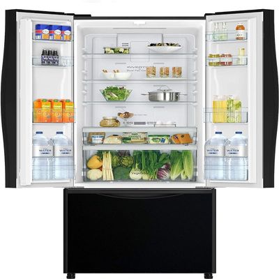 Hitachi 600 Liter French Bottom Freezer Refrigerator Glass Color Black Model RWB600PUK9GBK | 1 Year Full & 5 Years Compressor Warranty.