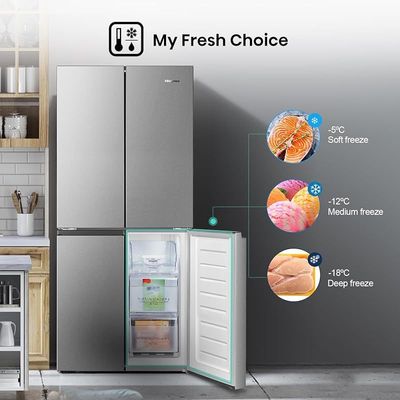 Hisense RQ561N4AC1 561 Four Door Refrigerator, No Frost Technology, Silver, 1 Year Warranty