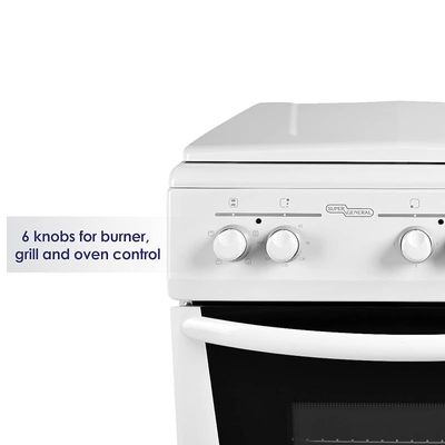 Super General Freestanding Electric-Cooker 4 hot plates, Stainless-Steel Cooker, Electric Oven with Splash Protection, White, 60 x 60 x 85 cm, SGC-6041-BS, 1 Year Warranty