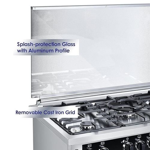 Super General 5 Burner Freestanding Gas Cooker Full Safety Steel Cooker Gas Oven with Thermostat Rotisserie Automatic Ignition Silver  Model- SGC916FSBGOF | ‎1 Year full Warranty