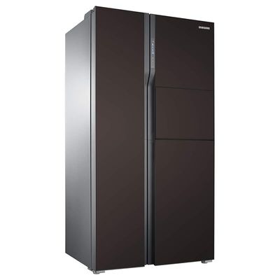 Samsung 591 Liters Side By Side Refrigerator With Twin Cooling & Digital Inverter Compressor Wine Mirror Model- Rs554Nrua9M/Ae | 1 Year Warranty
