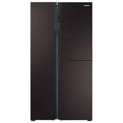 Samsung 591 Liters Side By Side Refrigerator With Twin Cooling & Digital Inverter Compressor Wine Mirror Model- Rs554Nrua9M/Ae | 1 Year Warranty