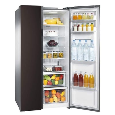 Samsung 591 Liters Side By Side Refrigerator With Twin Cooling & Digital Inverter Compressor Wine Mirror Model- Rs554Nrua9M/Ae | 1 Year Warranty