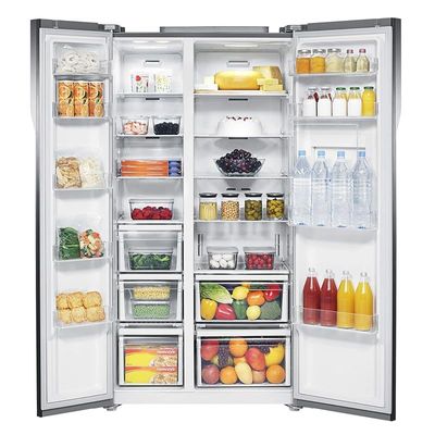 Samsung 591 Liters Side By Side Refrigerator With Twin Cooling & Digital Inverter Compressor Wine Mirror Model- Rs554Nrua9M/Ae | 1 Year Warranty