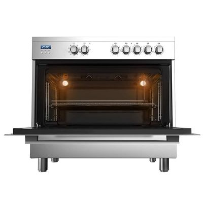 Midea 90x60cm Freestanding Ceramic Cooker with 109L Multifunction Oven, 5 Zones Full Electric Cooking Range with LED Display, Dual Convection Fan, Rotisserie, Digital Timer, Stainless Steel, VSVC96048
